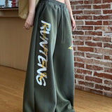 Retro High Waist Drawcord Graphic Sweat Pants