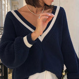 Slim Fit Color Block Knit Sweater