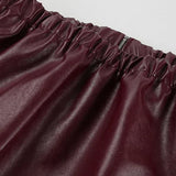 Burgundy Lapel Zip Leather Jacket