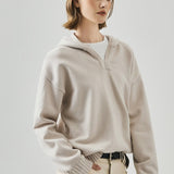 Slouchy V-Neck Hooded Sweater