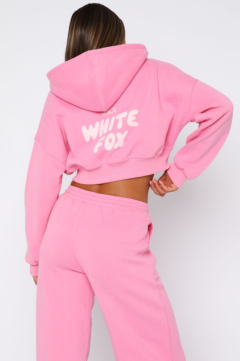 Offstage Cropped Zip Hoodie Bubblegum