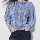 Vintage Cable Knit Off-Shoulder Sweater