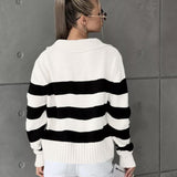 Striped Color Block Polo Sweater