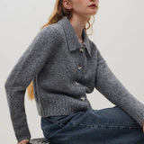 Wool Polo Neck Button Cardigan