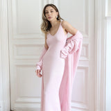 Soft Knit Cutout Tank Dress Long Sleeve Cardigan Two Piece Set