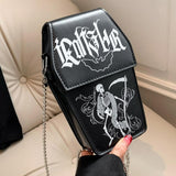 Gothic Coffin Shape Halloween PU Leather Funny Cosmetic Bag