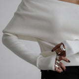 Sexy Off Shoulder Ribbed Sweater