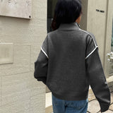 Casual Zip Front Long Sleeve Sweater