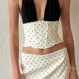 Polka Dot Lace Halter Two Pieces Set