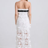 Heavy Lace 3D Embroidery Strapless Camellia Prom Dress