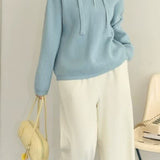 Drawstring Hooded Knit Sweater