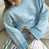 Sailboat Pattern Crew Neck Knit Sweater