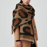 Thick Loop Knit Leopard Pattern Scarf