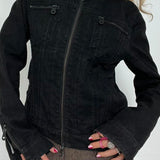 Double Zipper Denim Cargo Jacket