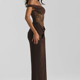 Solid Lace Panel Bodycon Formal Dress