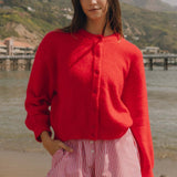Casual Solid Buttoned Long Sleeve Knit Cardigan