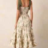 Sleeveless Halter Empire Waist Floral Dress