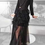 Mesh Ruffled Blazer