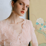 Feather Lace Detail Knit Top