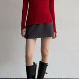 Polka Dot Wool A-Line Skirt