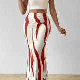 Zebra Print High Waist Bodycon Mermaid Maxi Skirt