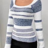 Casual Stripe Color Block Sweater