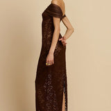 Lace See-Through Off-Shoulder Fishtail Party Dress
