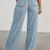 Solid Minimalist Washed Wide Leg Jeans