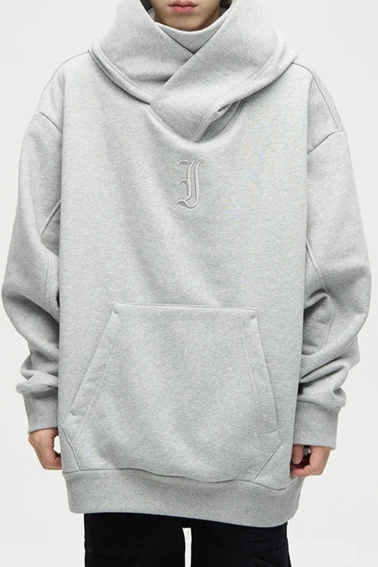 Embroidered Turtleneck Fleece Hoodie
