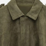 Oversized Suede Bomber Jacket
