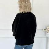 3D Applique Bow Paneled Loose Sweatshirt