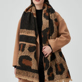 Thick Loop Knit Leopard Pattern Scarf