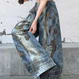 Punk Streetwear Wide Leg Denim Jeans