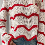 Casual Wavy Knit Bell Sleeve Sweater