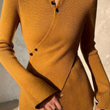 Cross Button High Neck Sweater