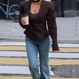 Slit V-Neck Slim Fit Blazer