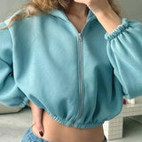 Zip Up Cropped Y2K Hoodie