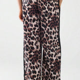 Chic Leopard Print Relaxed Wide Leg Pants