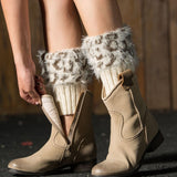 Leopard Print Feather Yarn Boot Cuffs
