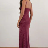 Sexy Backless Polka Dot Cami Maxi Dress