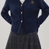 Chic Embroidered Cable Knit Cardigan