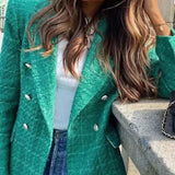 Textured Double-Breasted Mid-Length Blazer
