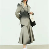 Irregular Collar Cotton Blazer