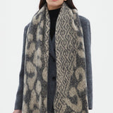 Leopard Print Jacquard Short Fringe Scarf