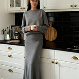 Pleated Bodycon Skirt Two Piece Set