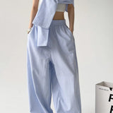 Striped Casual Tie Waist Wide Leg Pants