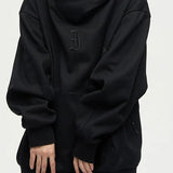 Embroidered Turtleneck Fleece Hoodie