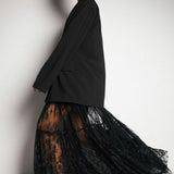High Waist Black Sexy Lace Sheer Skirt