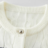 Black White Wool Twist Knit Cardigan