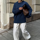 Casual Solid Color Pullover Sweater